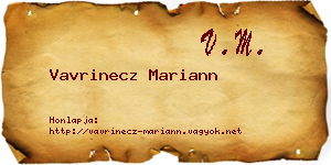 Vavrinecz Mariann névjegykártya