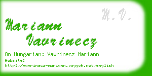mariann vavrinecz business card